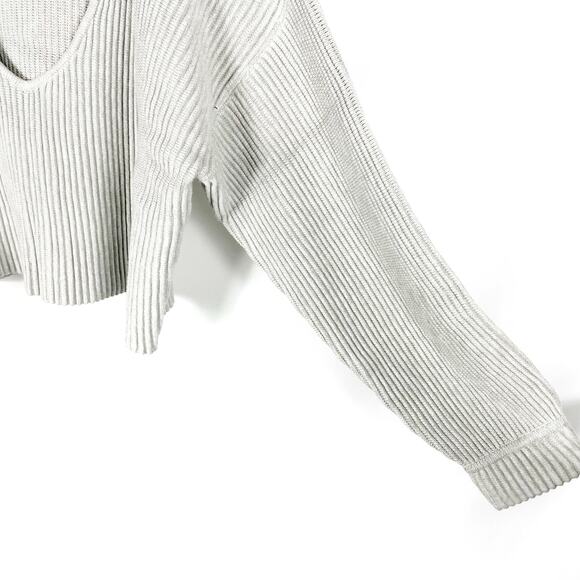 Lunya Cozy Cotton Silk Reversible Pullover Sweater Grey Heather Sz L Ribbed - Picture 6 of 10